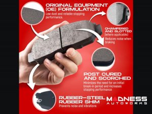 Jeep Renegade Brake Kit - Rear - R1 Concepts - Optimum OEp Brake Pads - eLINE Black Drilled + Slotted Rotors